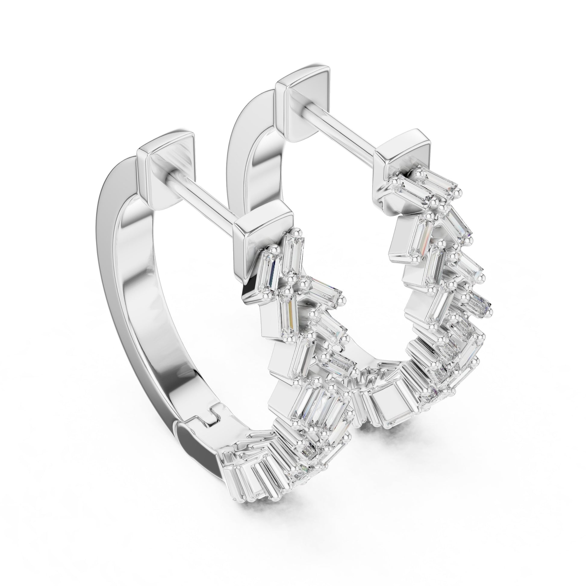 Emerald Huggie Lab Grown Diamond Earrings