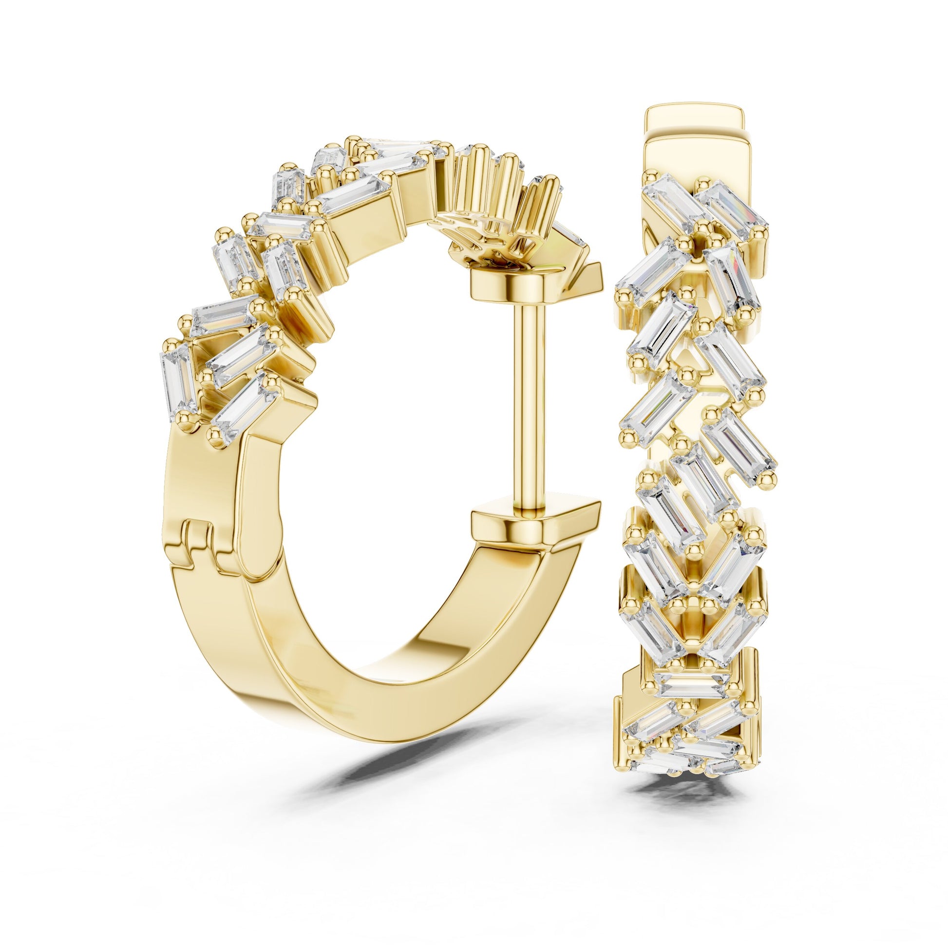 Emerald Huggie Lab Grown Diamond Earrings