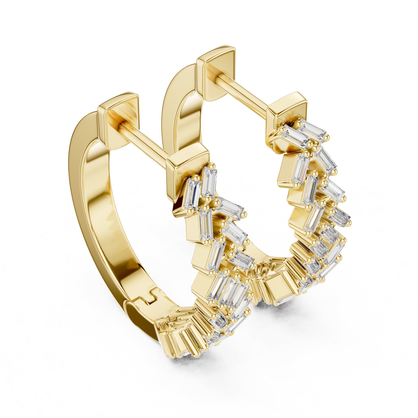 Emerald Huggie Lab Grown Diamond Earrings