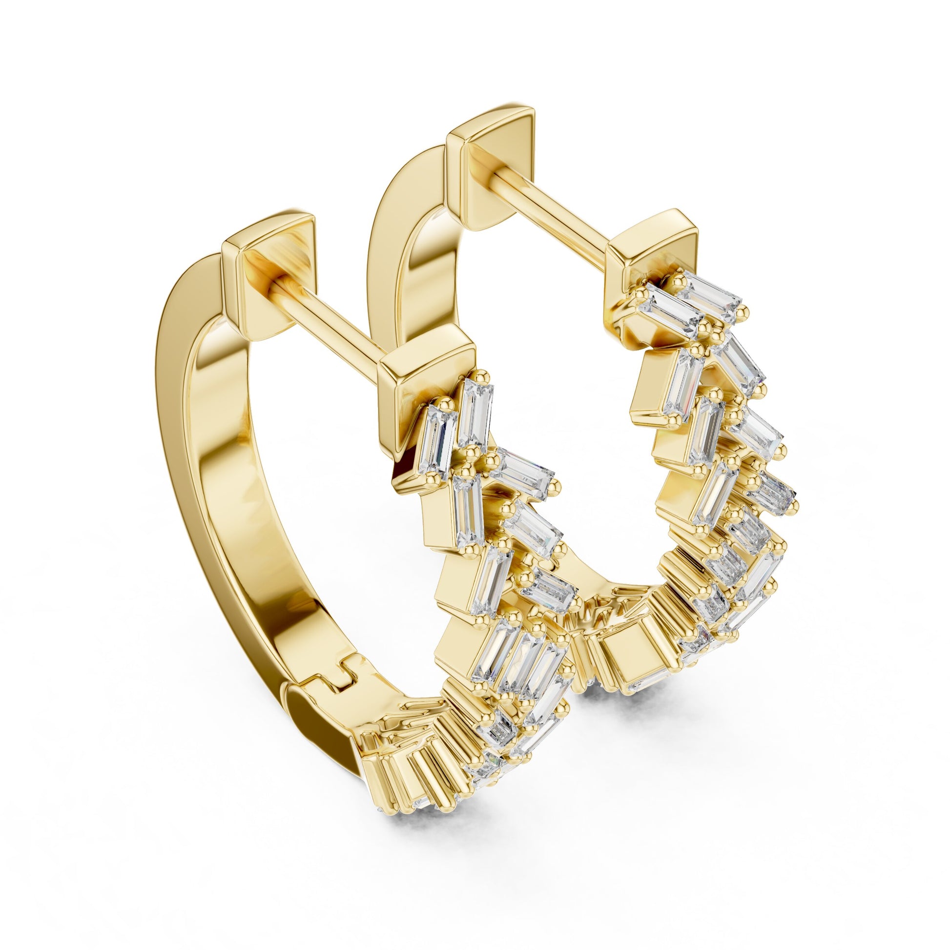 Emerald Huggie Lab Grown Diamond Earrings