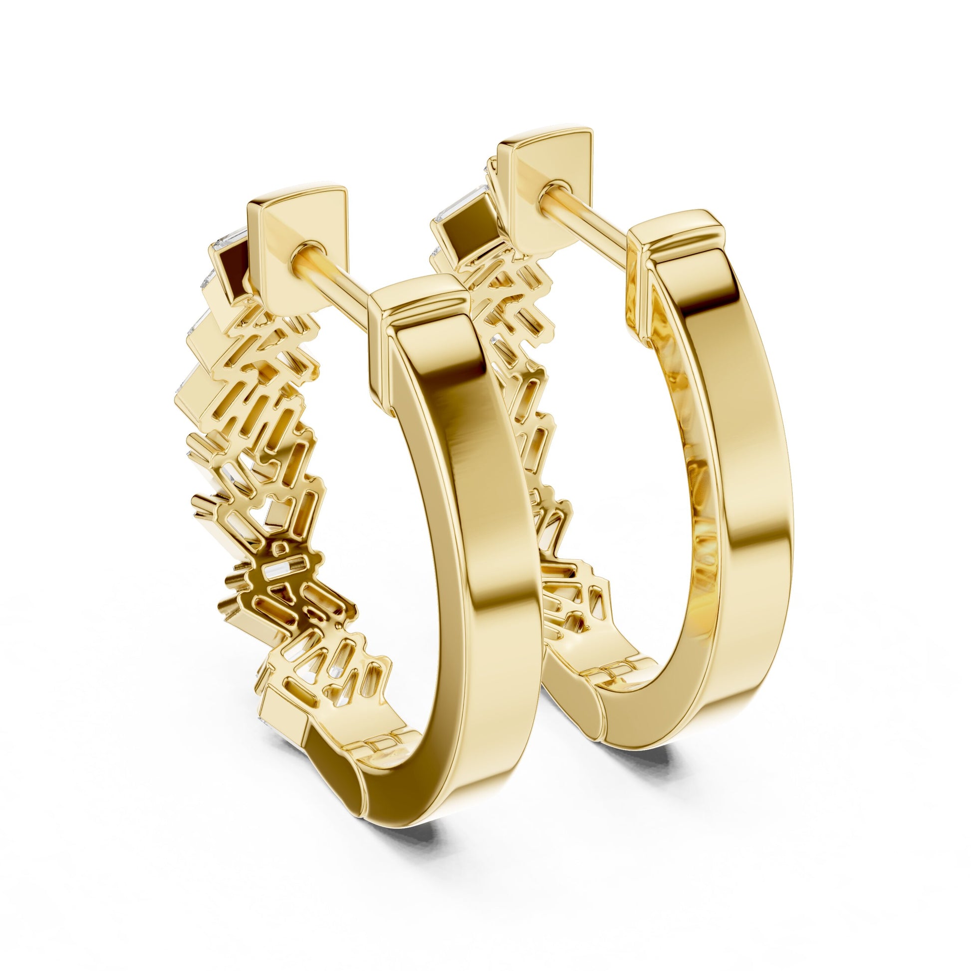 Emerald Huggie Lab Grown Diamond Earrings