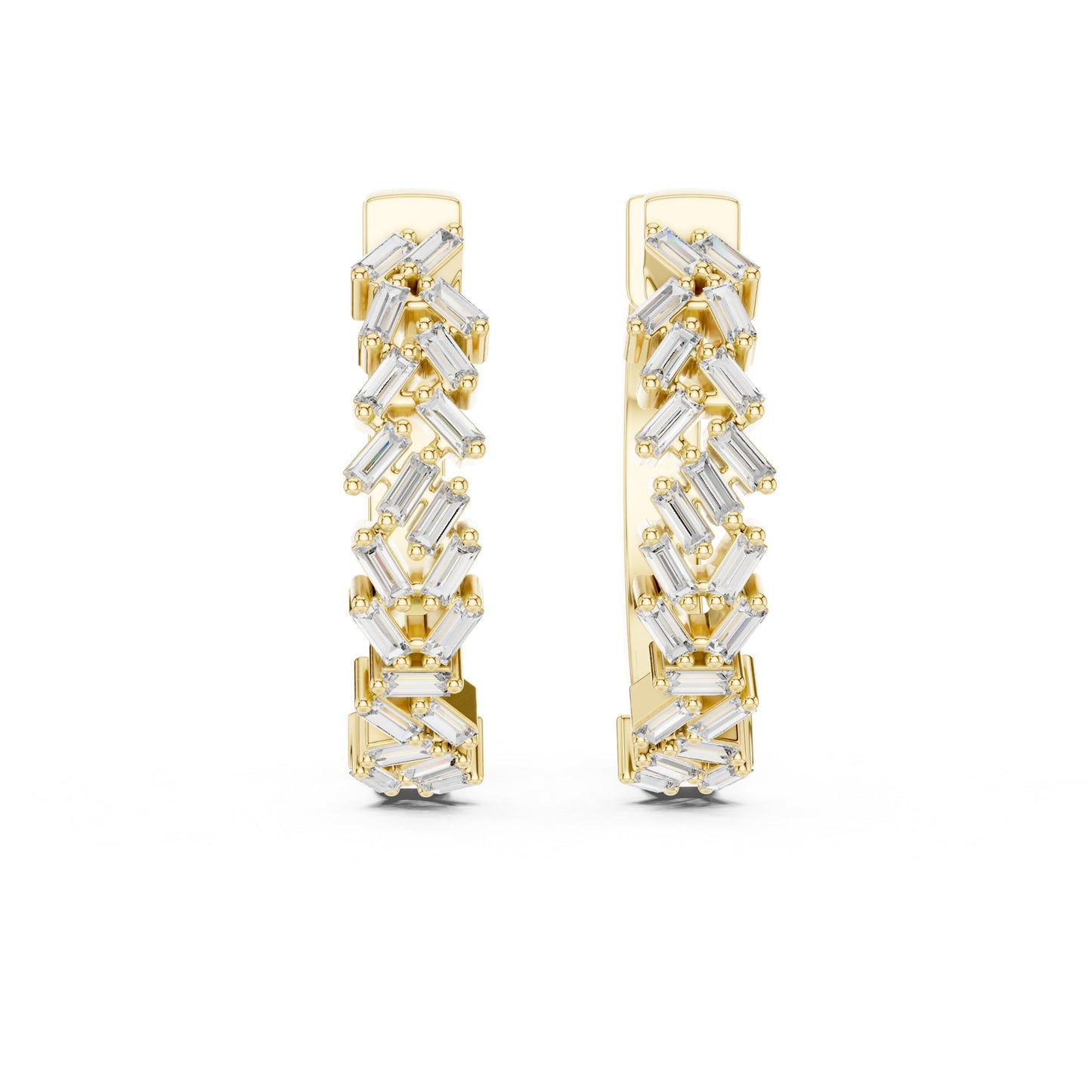 Emerald Huggie Lab Grown Diamond Earrings