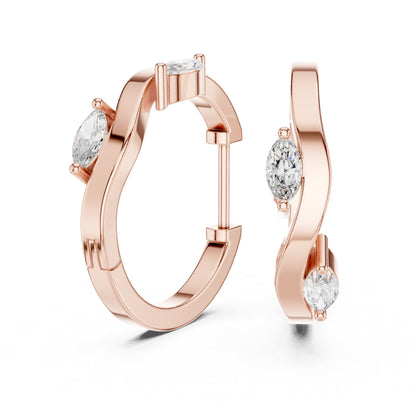 Marquise Huggie Lab Grown Diamond Earrings