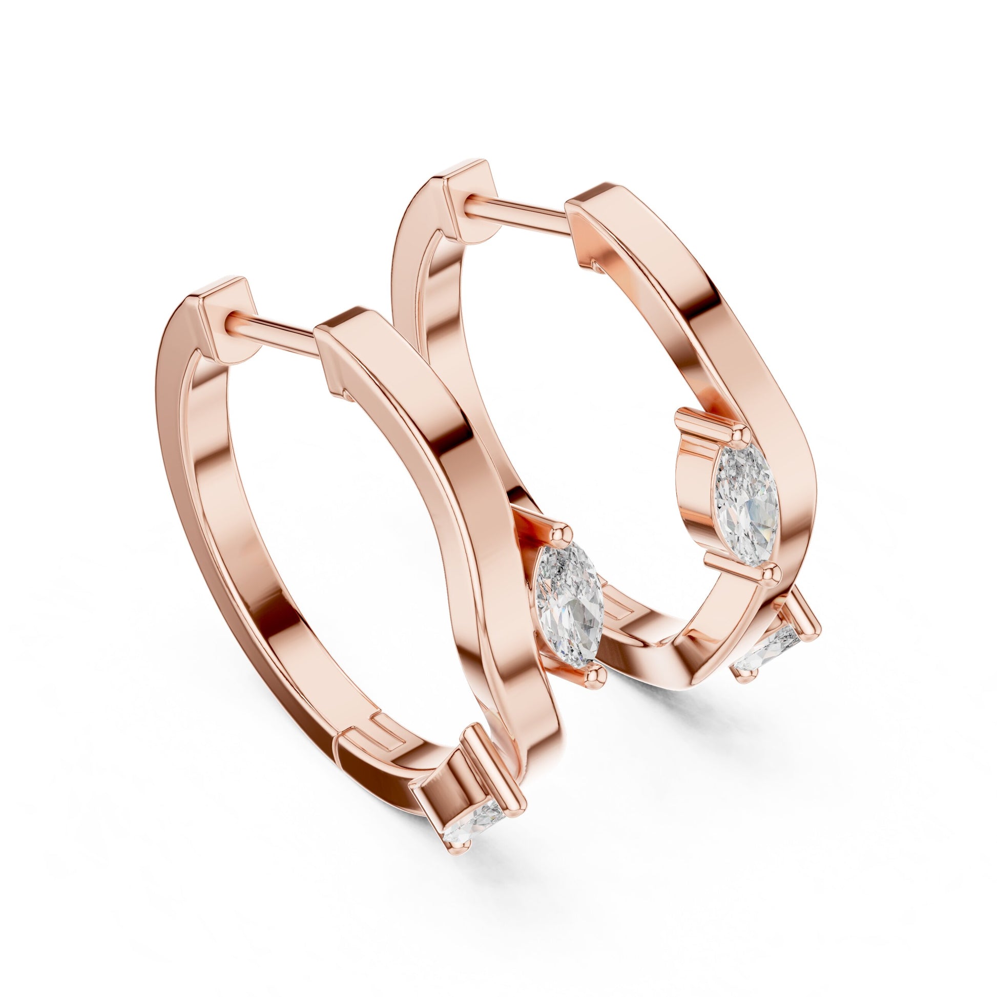 Marquise Huggie Lab Grown Diamond Earrings