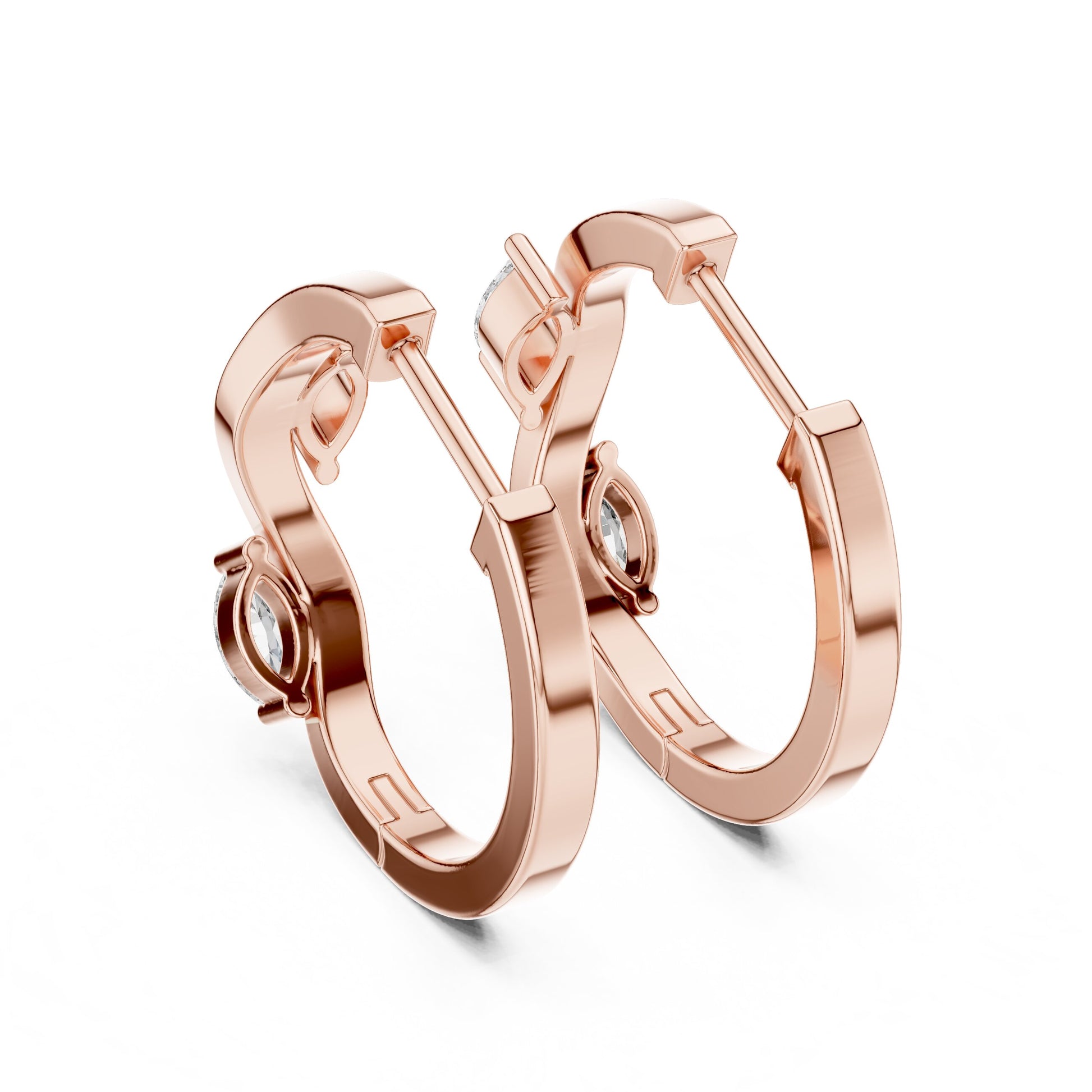 Marquise Huggie Lab Grown Diamond Earrings