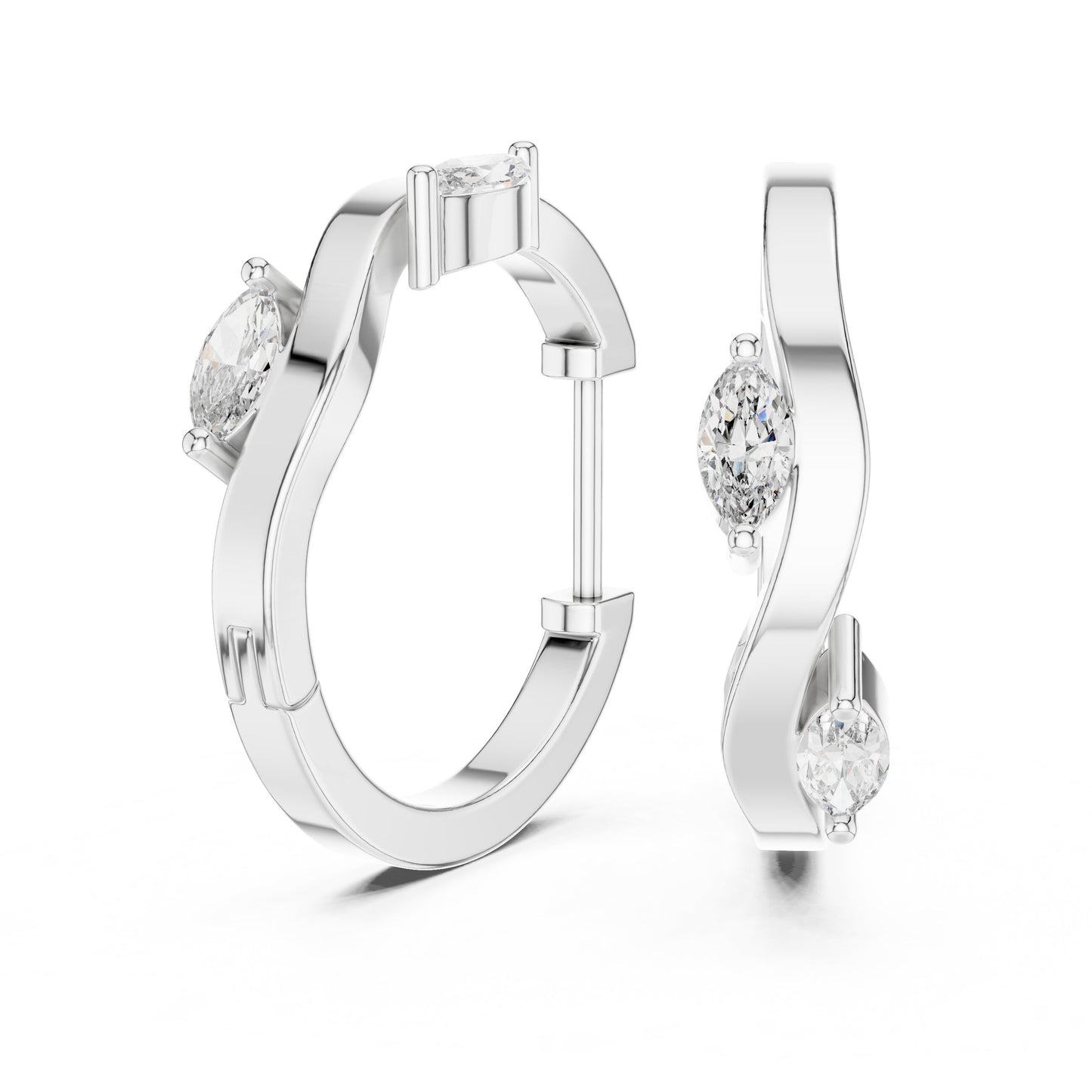 Marquise Huggie Lab Grown Diamond Earrings
