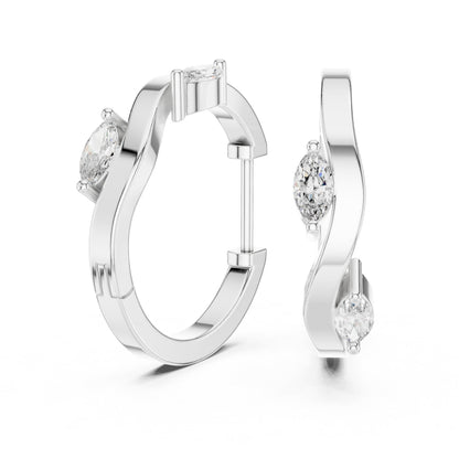 Marquise Huggie Lab Grown Diamond Earrings