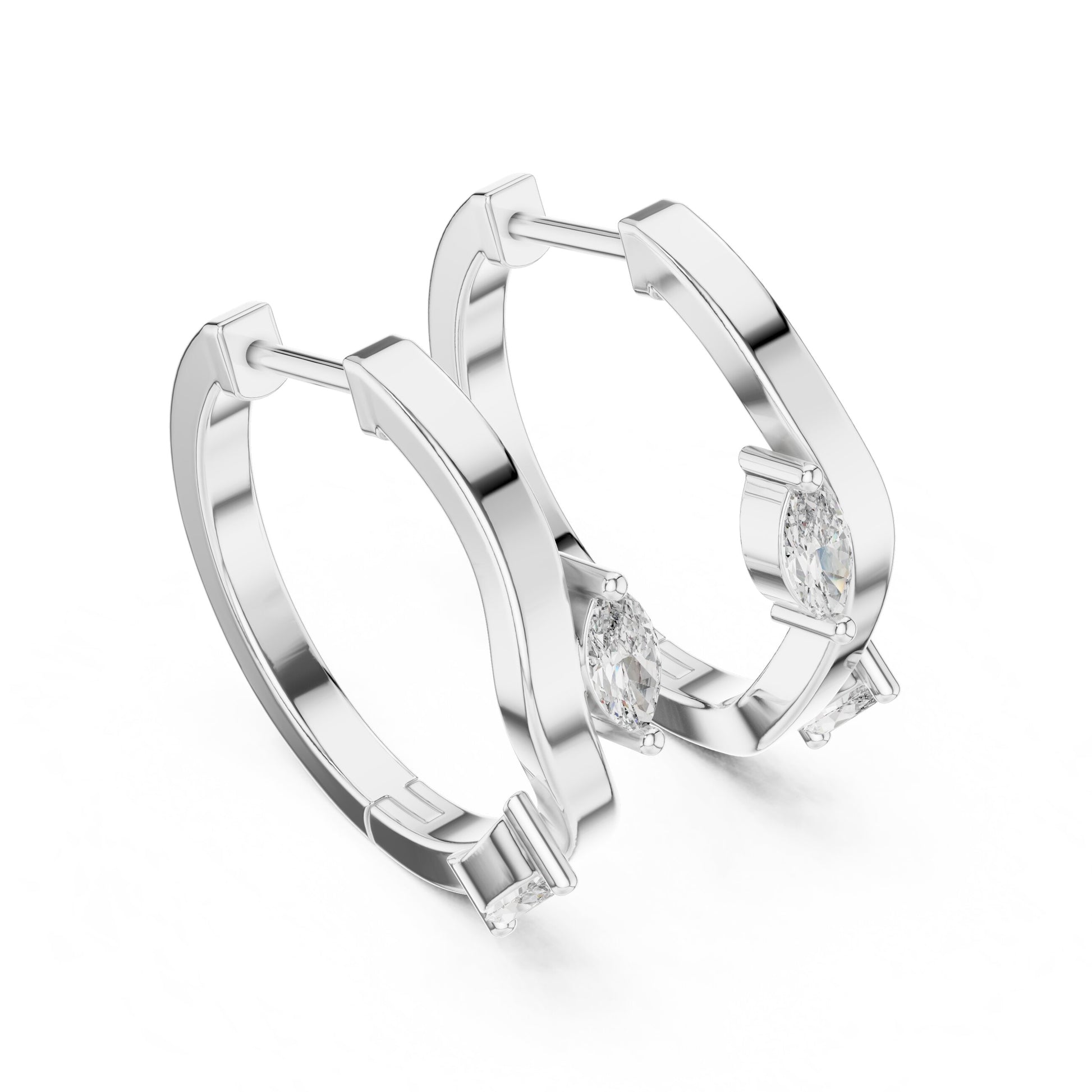 Marquise Huggie Lab Grown Diamond Earrings