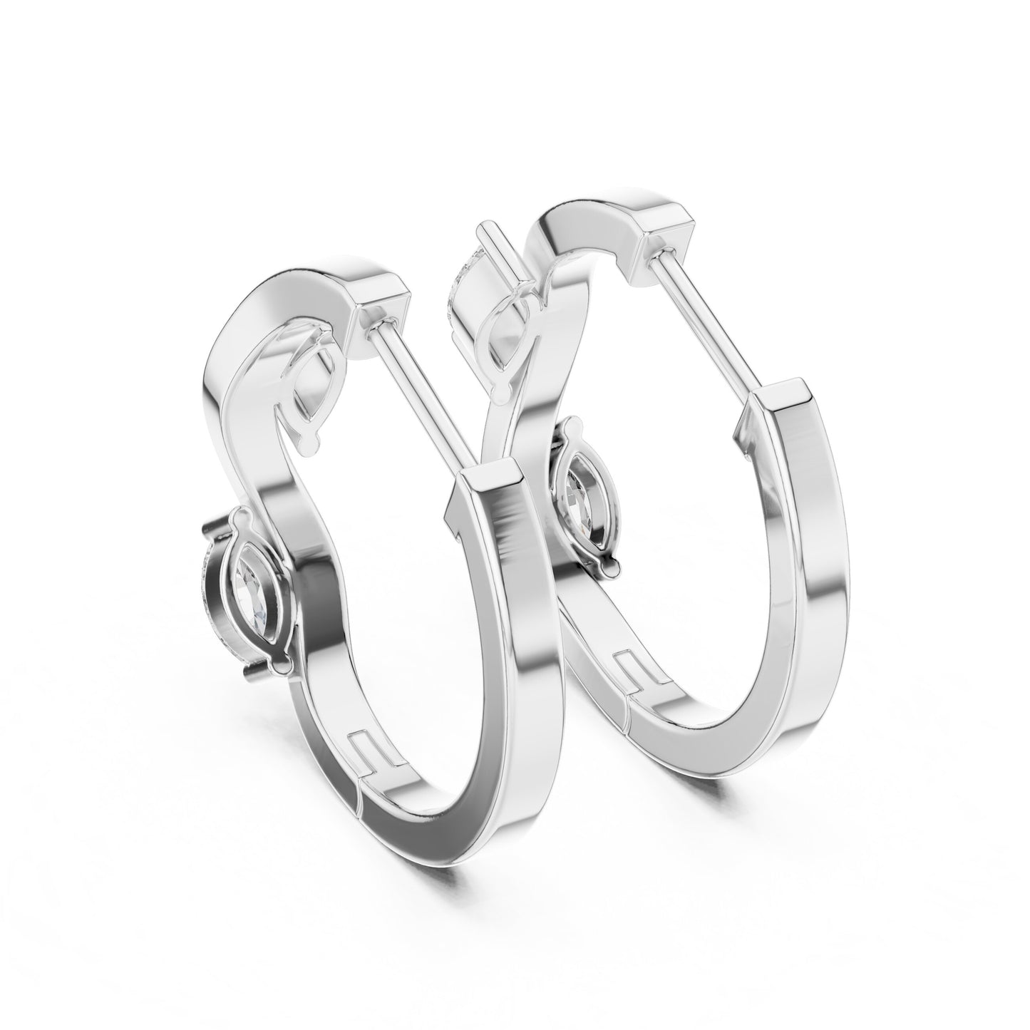 Marquise Huggie Lab Grown Diamond Earrings