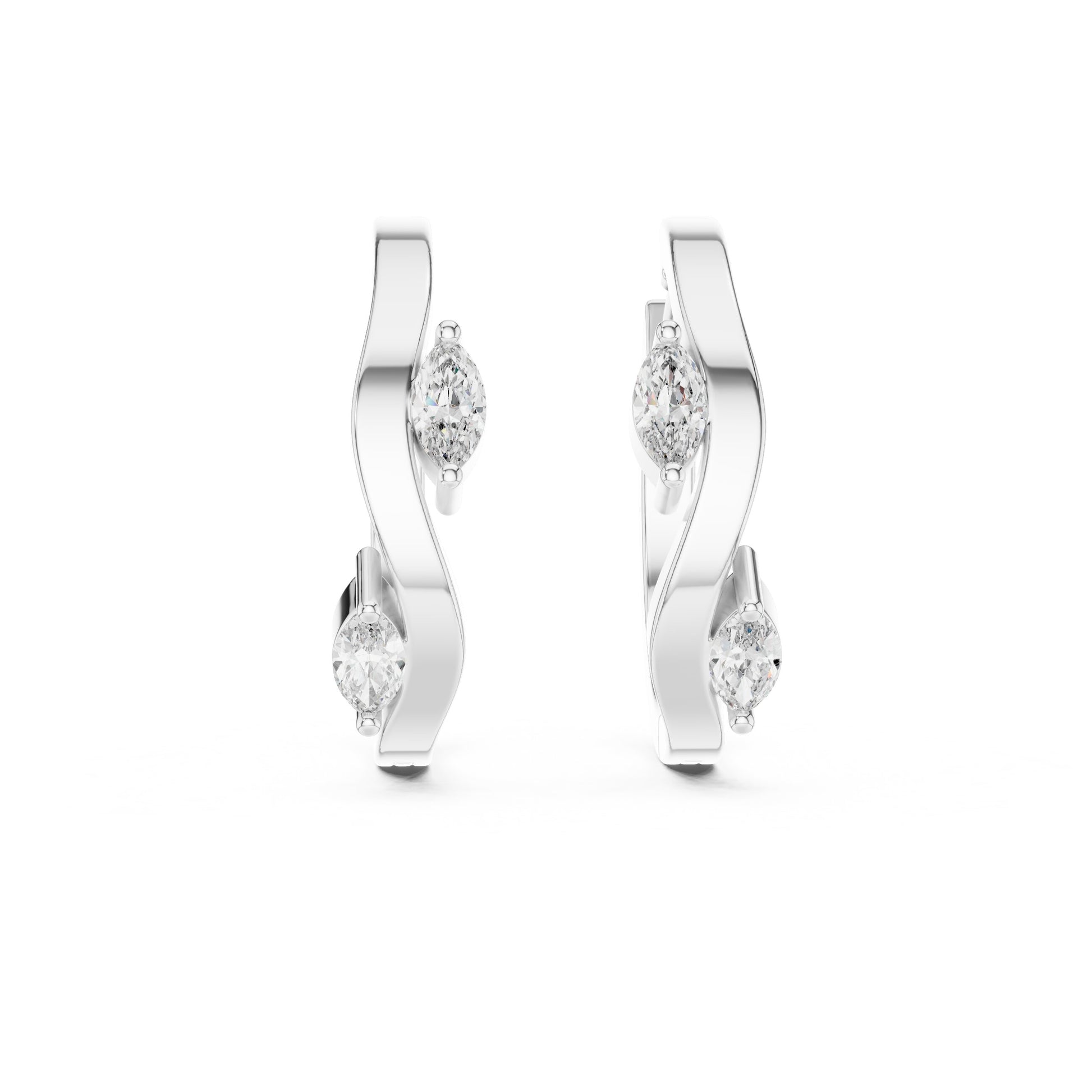 Marquise Huggie Lab Grown Diamond Earrings