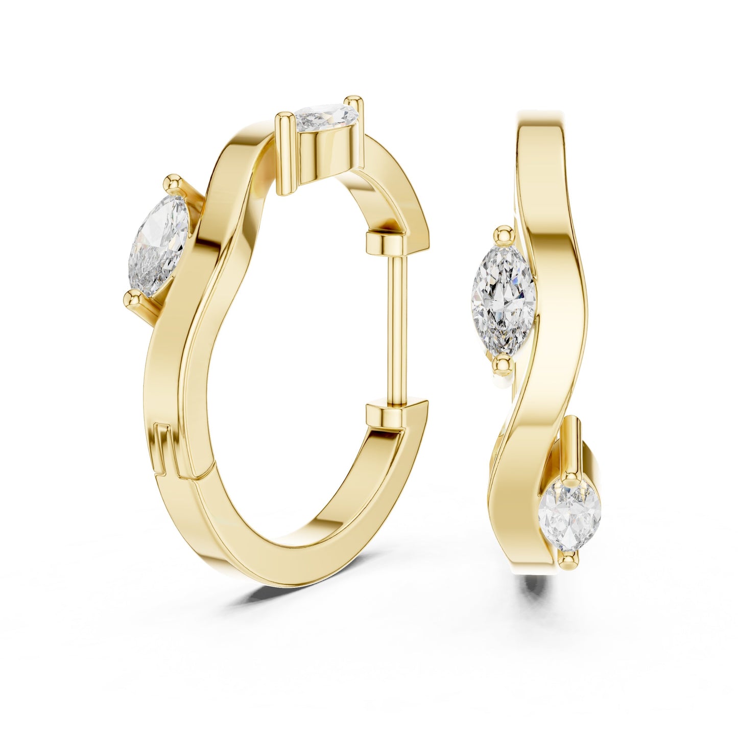 Marquise Huggie Lab Grown Diamond Earrings