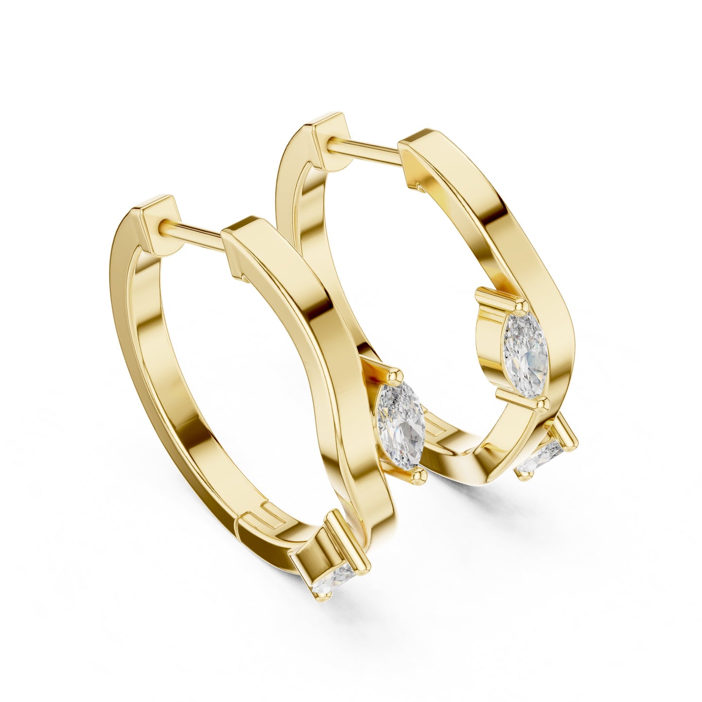 Marquise Huggie Lab Grown Diamond Earrings