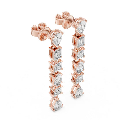 Mixed Shape Lab Grown Diamond Climber Earrings