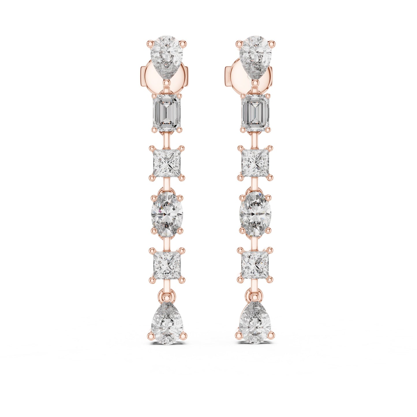 Mixed Shape Lab Grown Diamond Climber Earrings