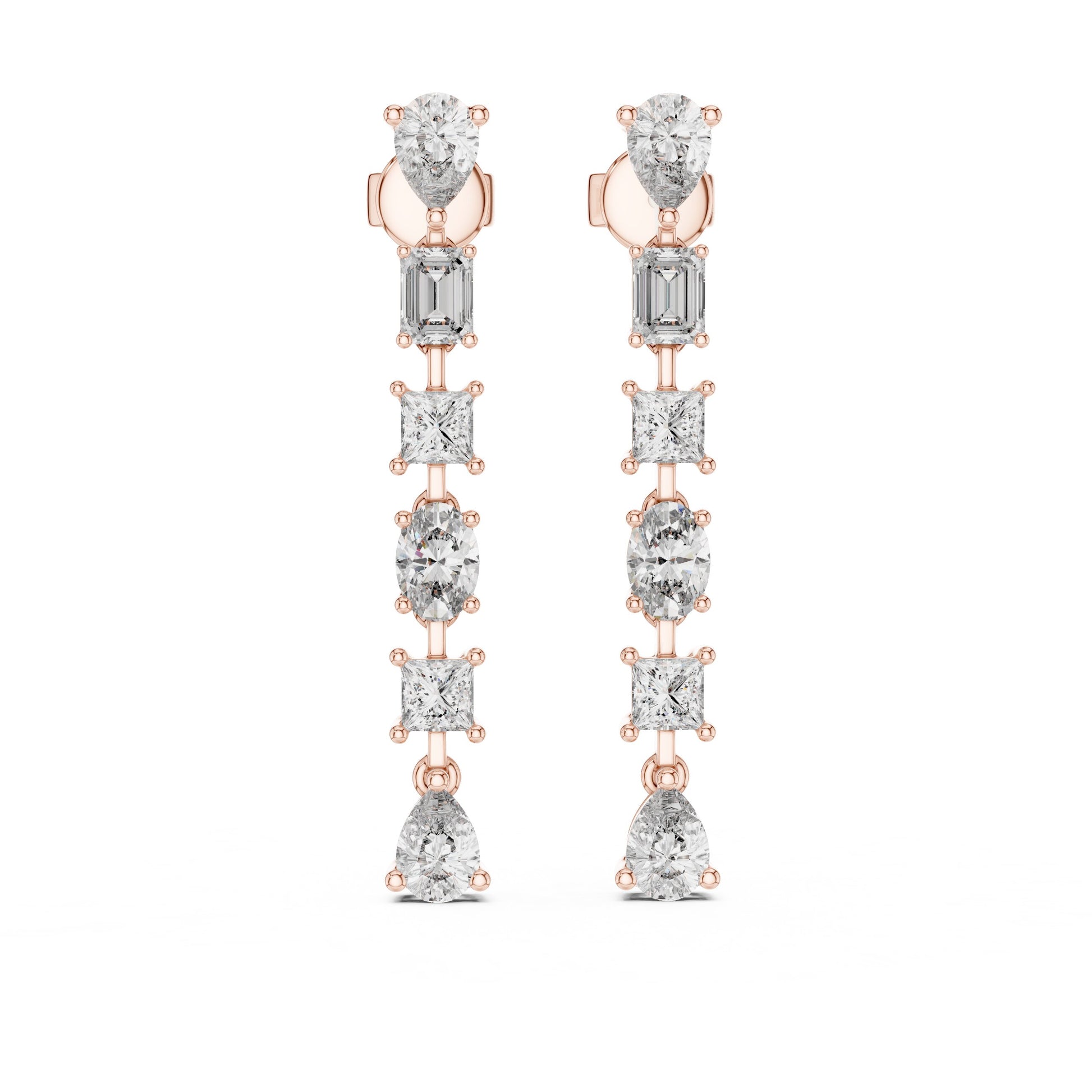 Mixed Shape Lab Grown Diamond Climber Earrings