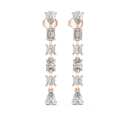 Mixed Shape Lab Grown Diamond Climber Earrings
