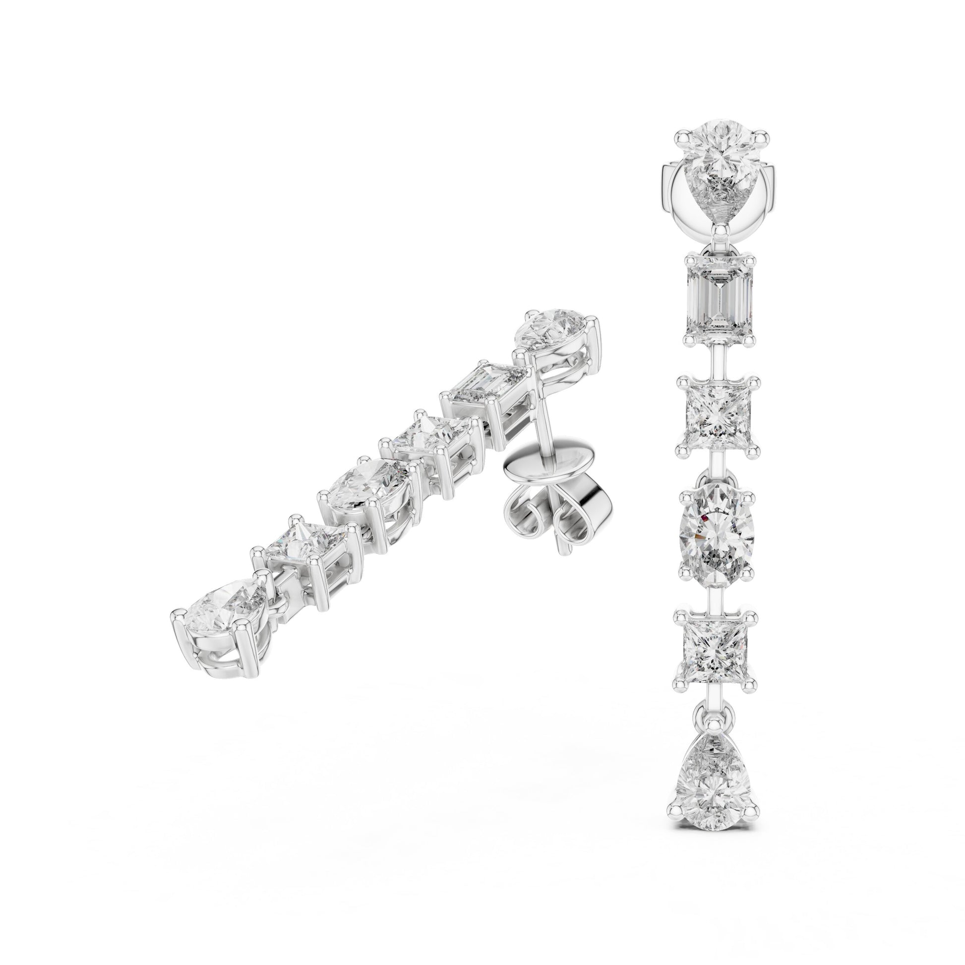 Mixed Shape Lab Grown Diamond Climber Earrings