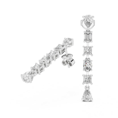 Mixed Shape Lab Grown Diamond Climber Earrings