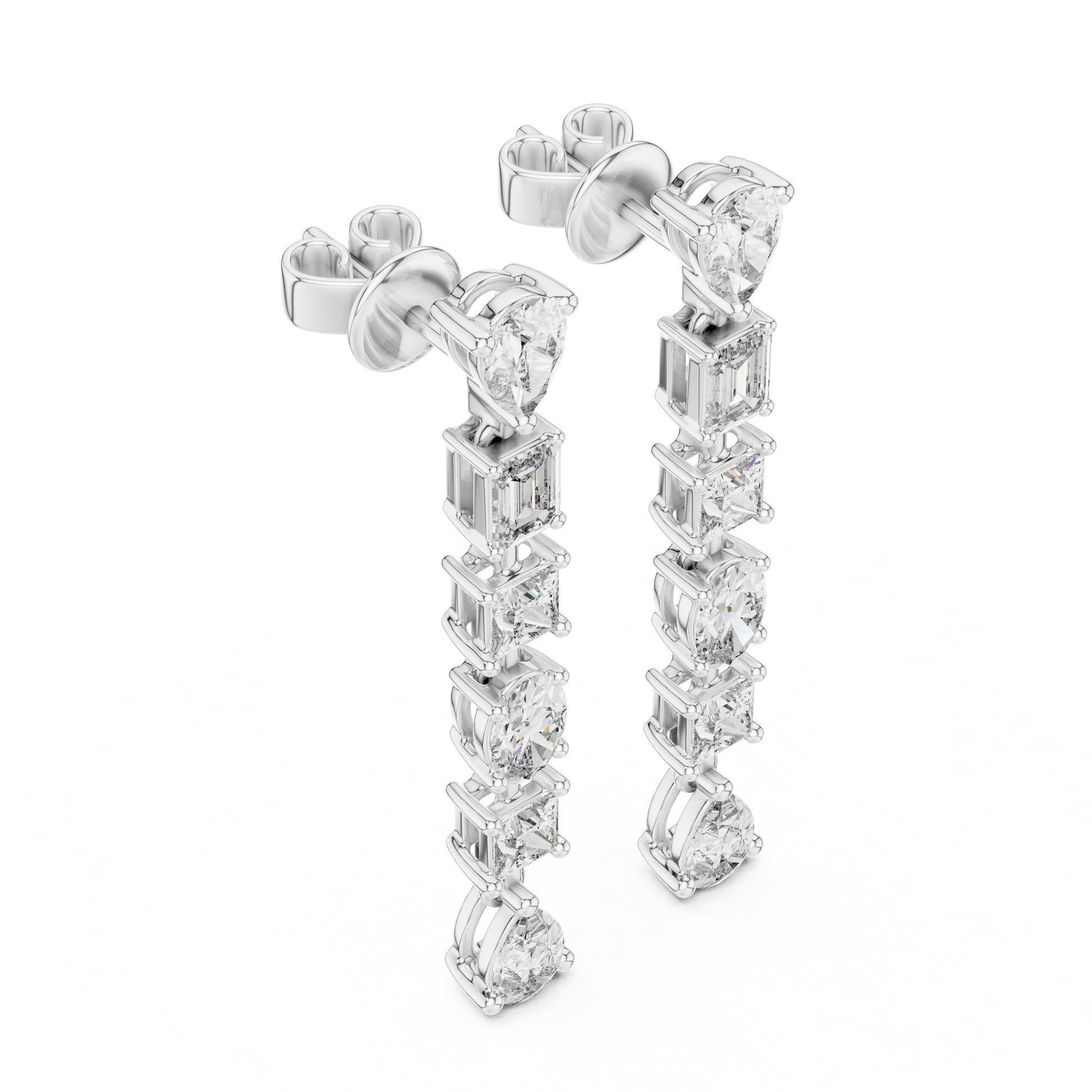 Mixed Shape Lab Grown Diamond Climber Earrings