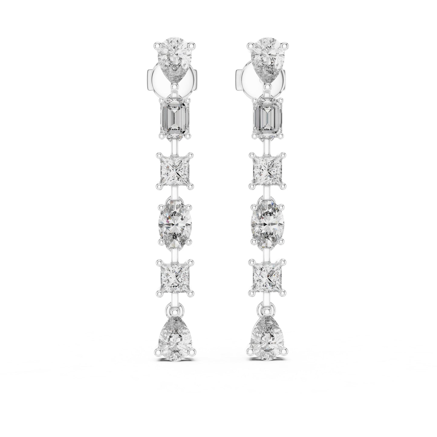 Mixed Shape Lab Grown Diamond Climber Earrings