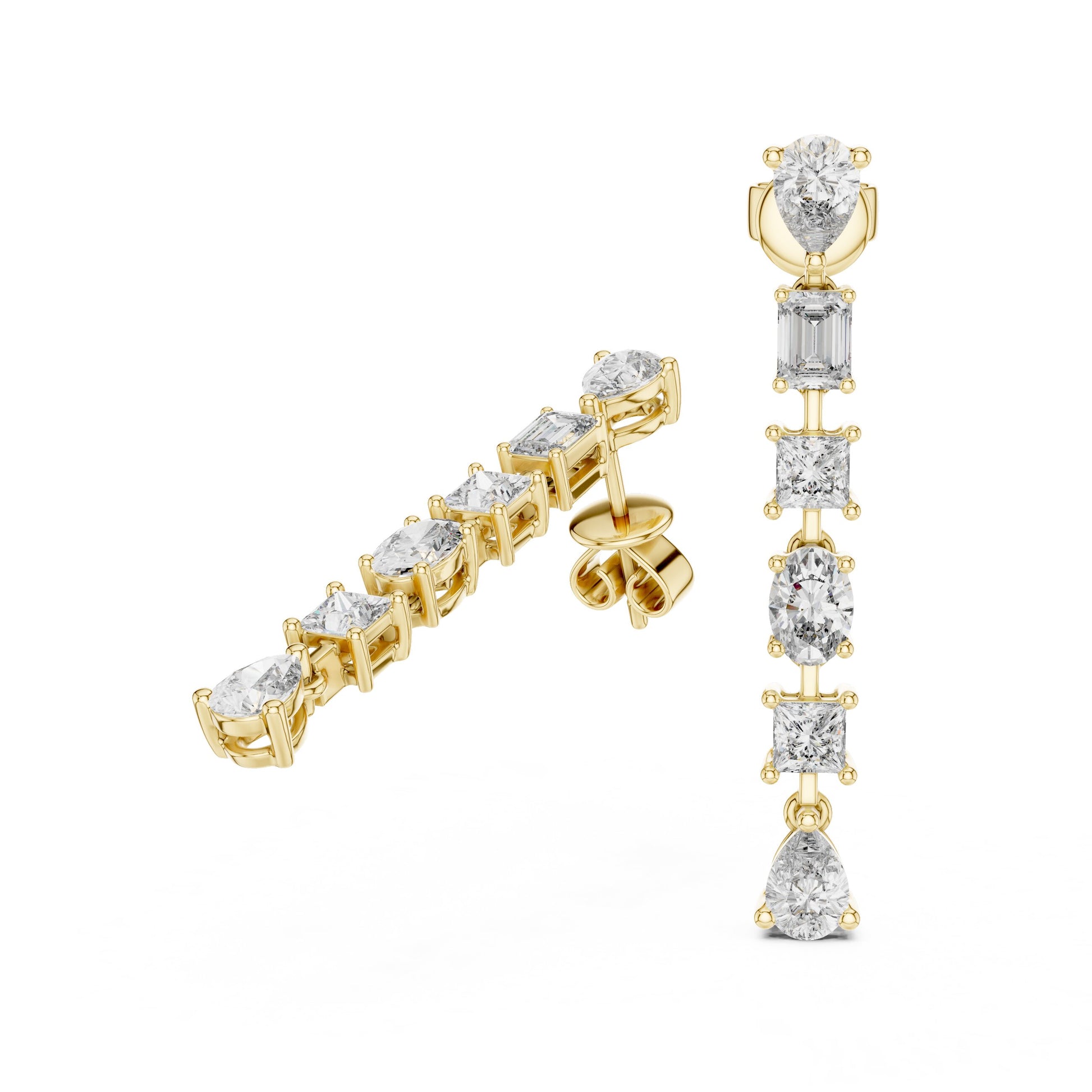 Mixed Shape Lab Grown Diamond Climber Earrings