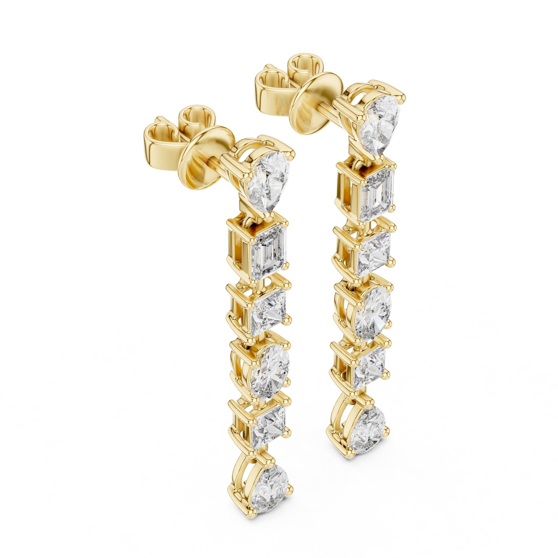 Mixed Shape Lab Grown Diamond Climber Earrings