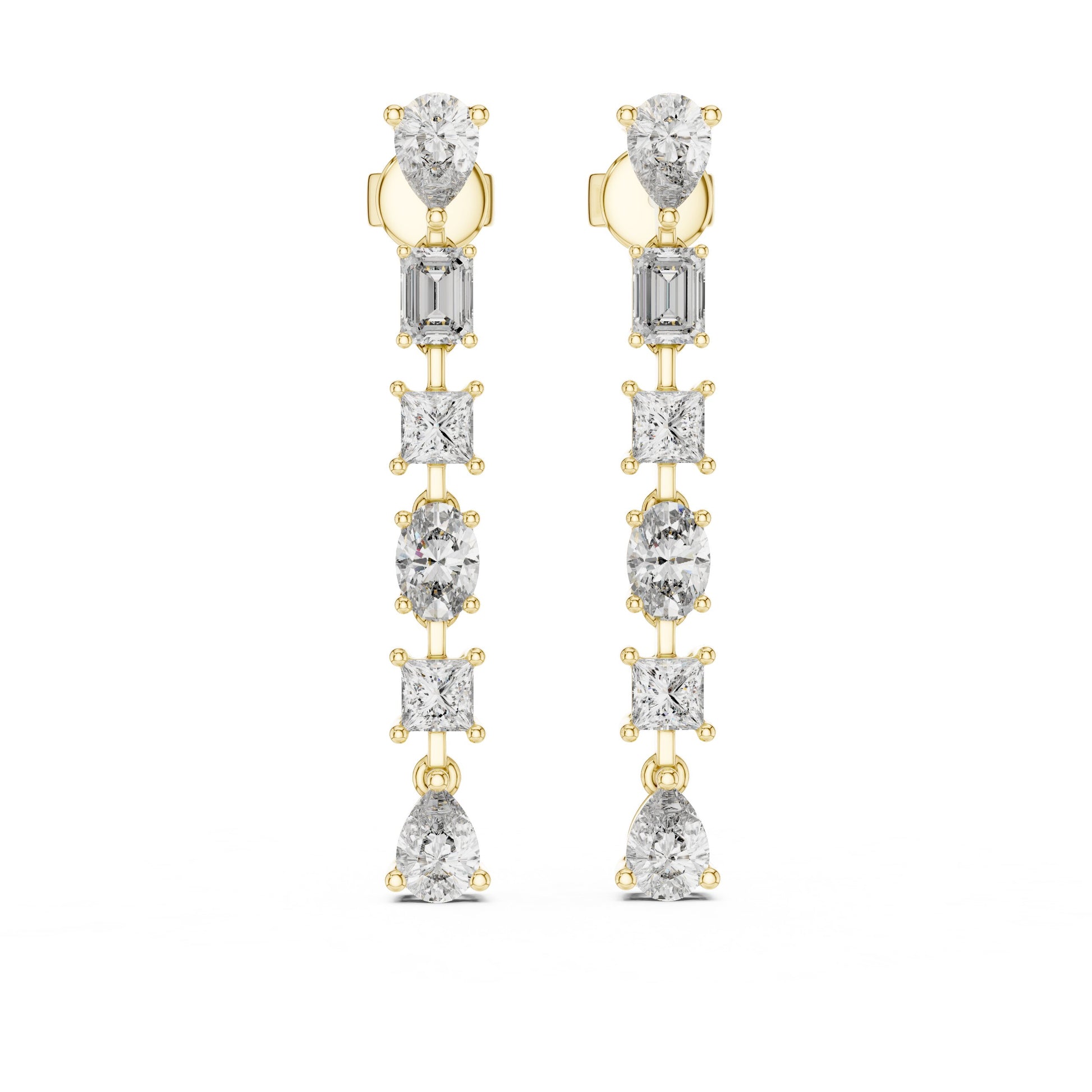 Mixed Shape Lab Grown Diamond Climber Earrings