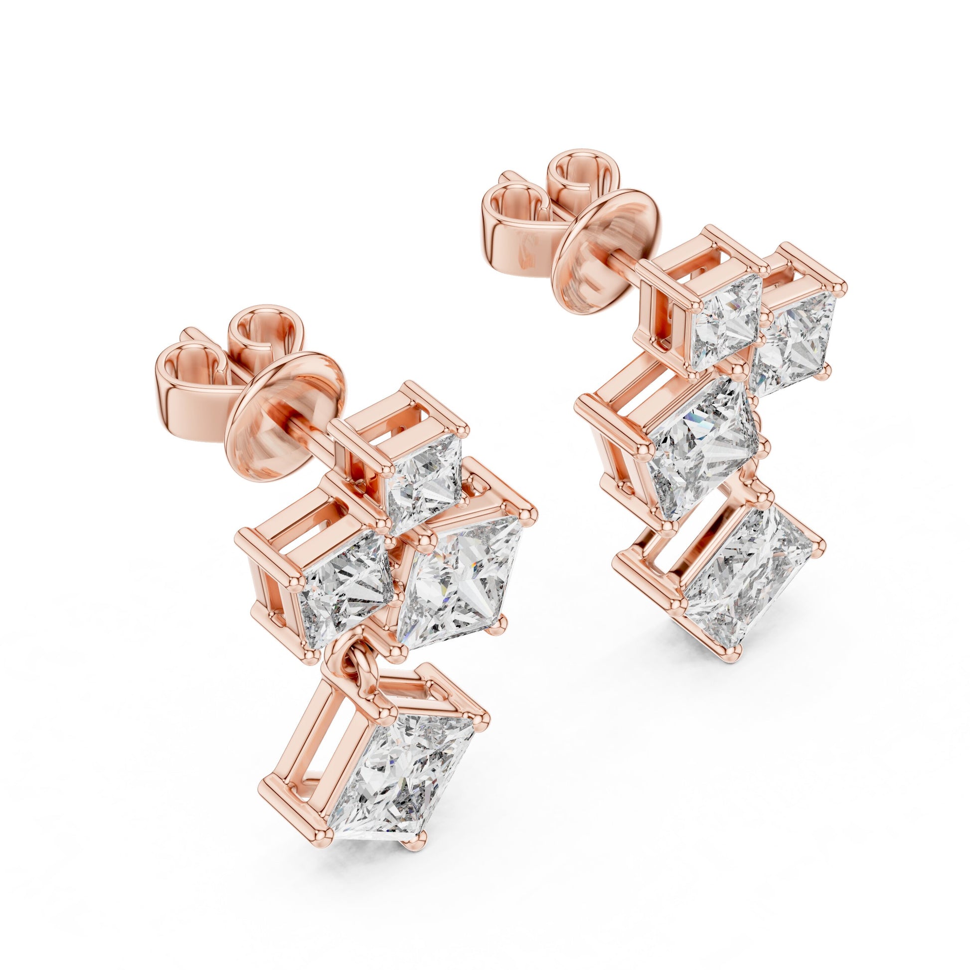 Princess Cluster Lab Grown Diamond Earrings
