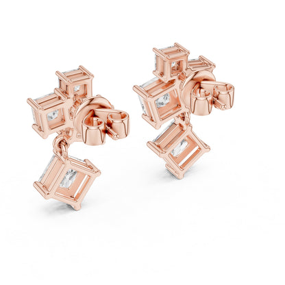 Princess Cluster Lab Grown Diamond Earrings
