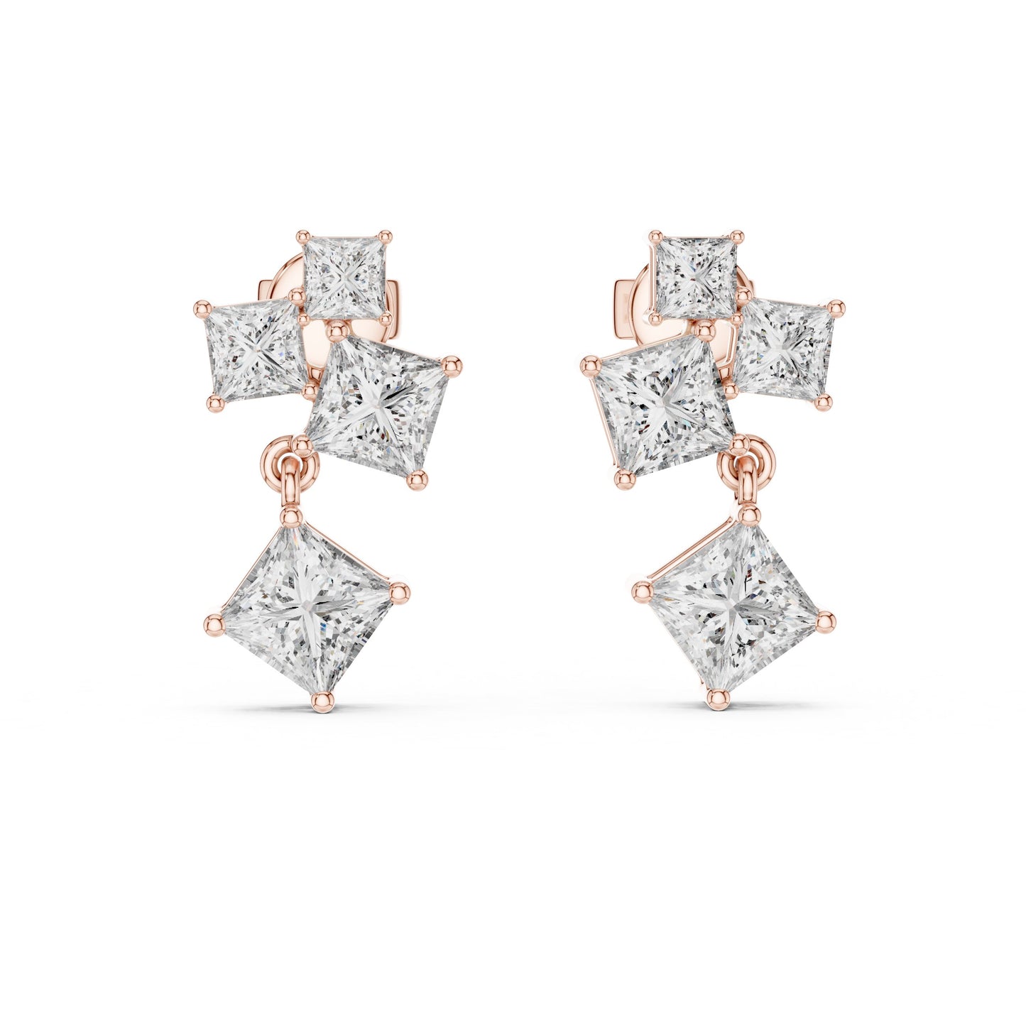 Princess Cluster Lab Grown Diamond Earrings