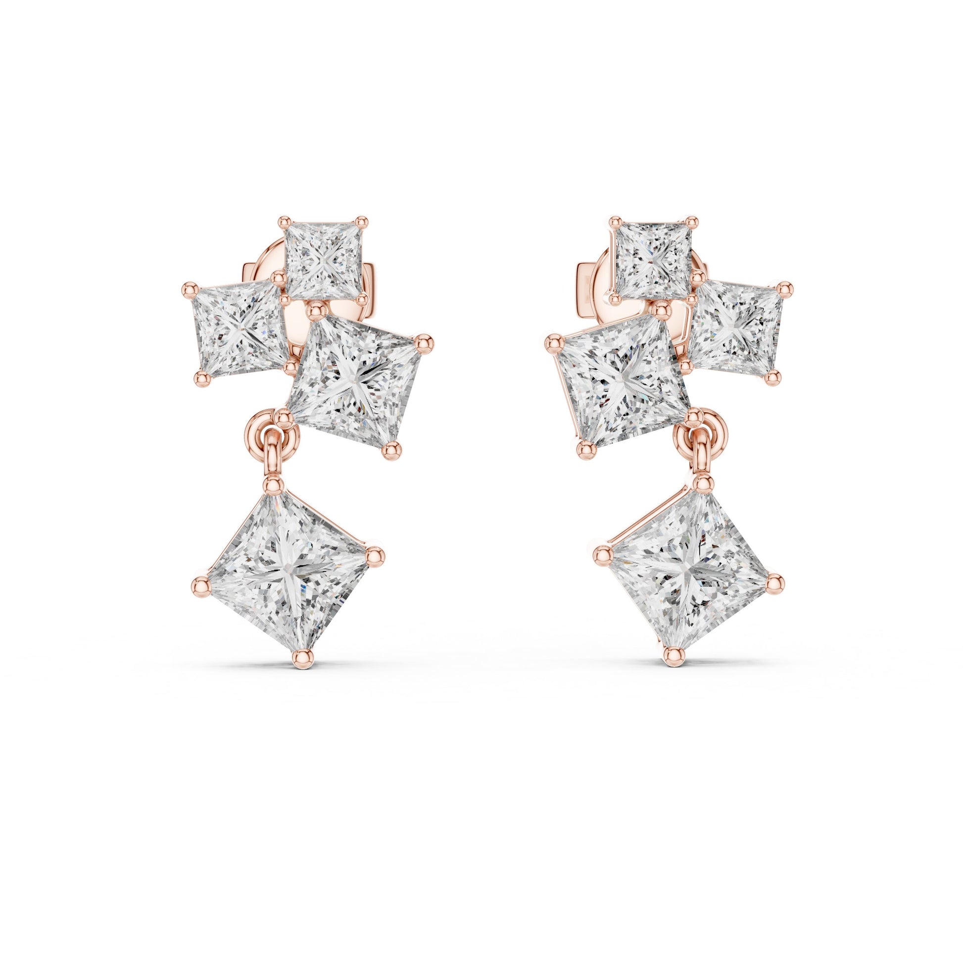 Princess Cluster Lab Grown Diamond Earrings