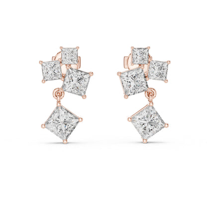 Princess Cluster Lab Grown Diamond Earrings