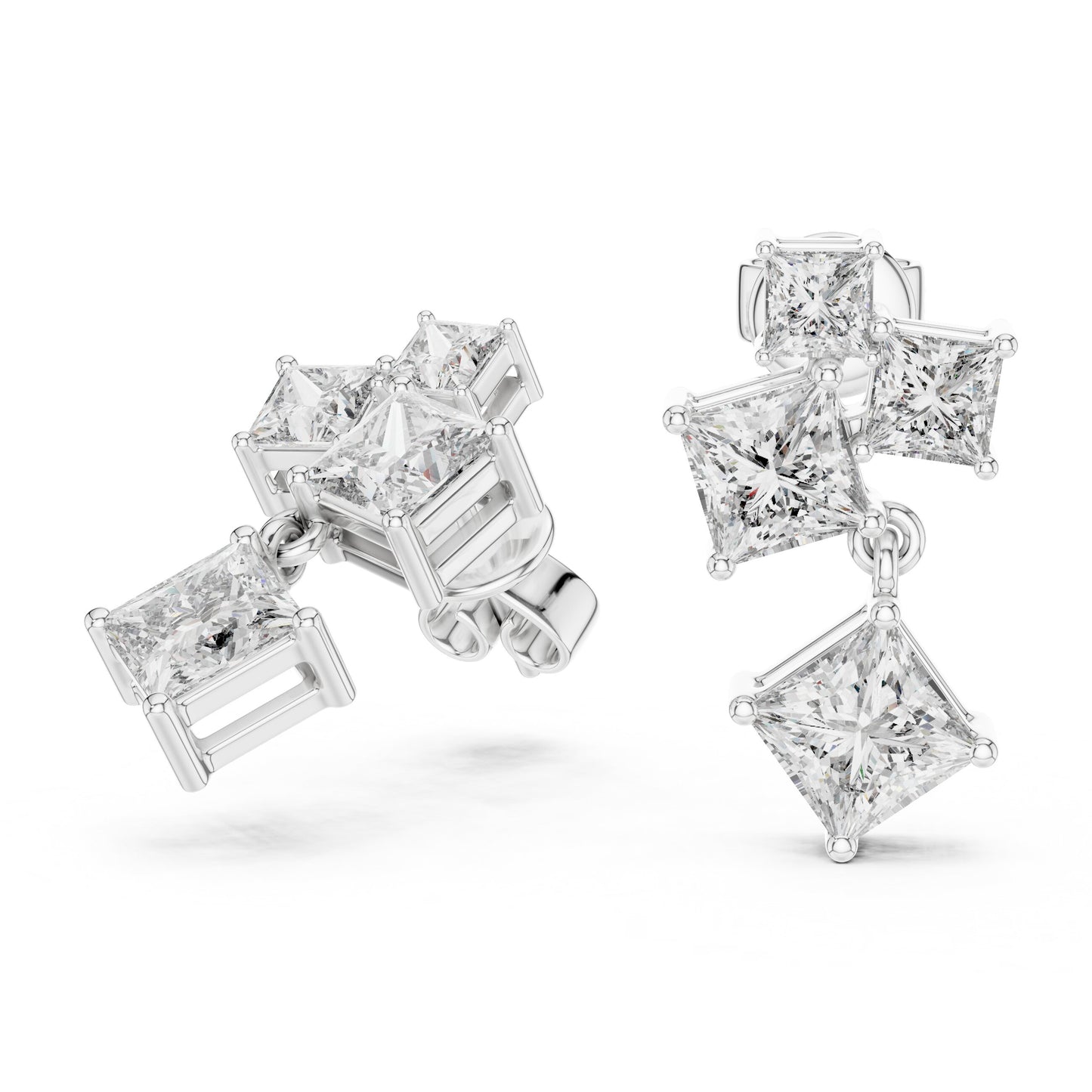 Princess Cluster Lab Grown Diamond Earrings