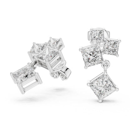 Princess Cluster Lab Grown Diamond Earrings