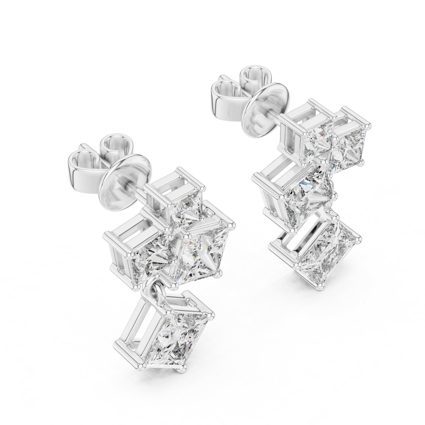Princess Cluster Lab Grown Diamond Earrings