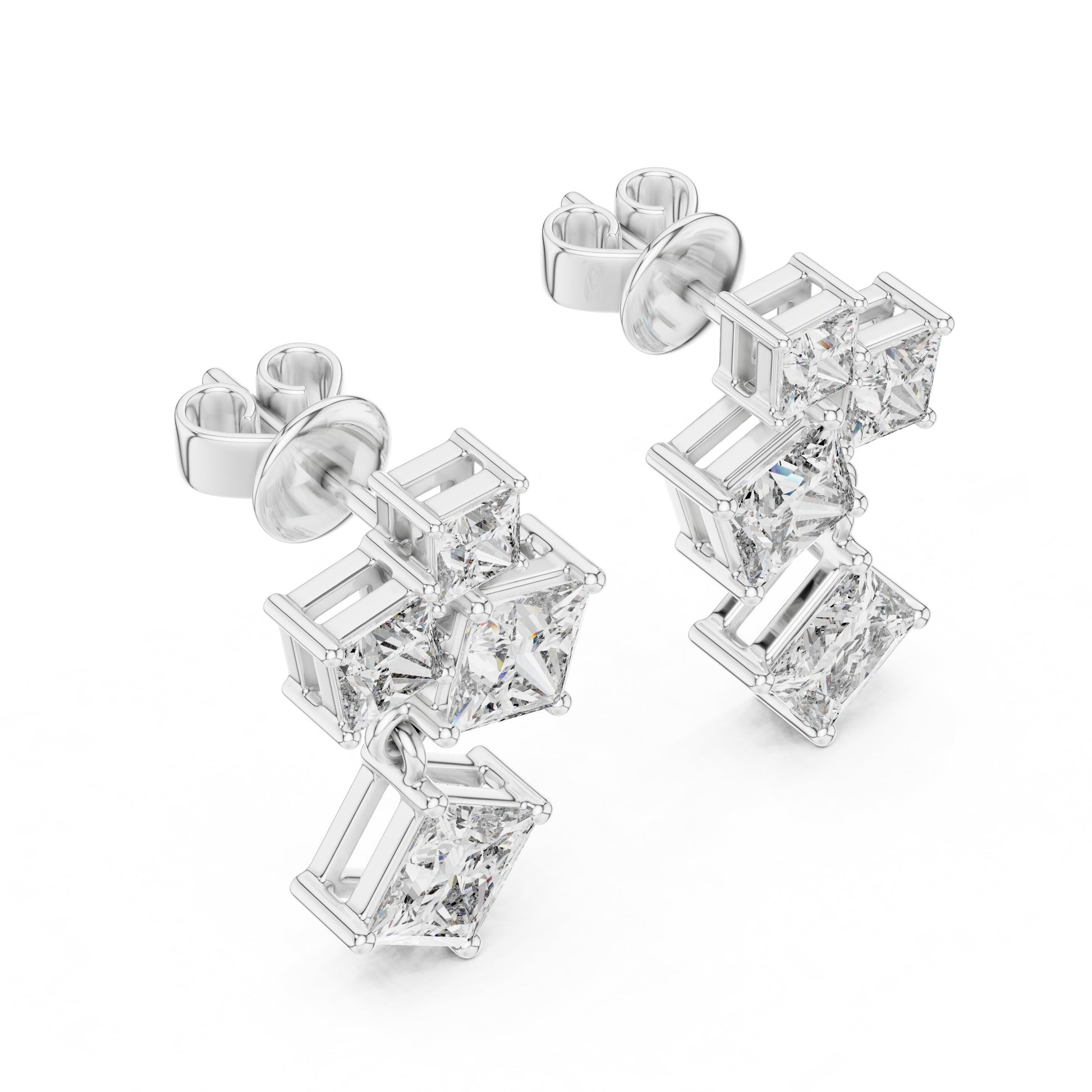 Princess Cluster Lab Grown Diamond Earrings