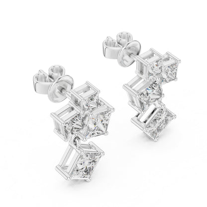 Princess Cluster Lab Grown Diamond Earrings