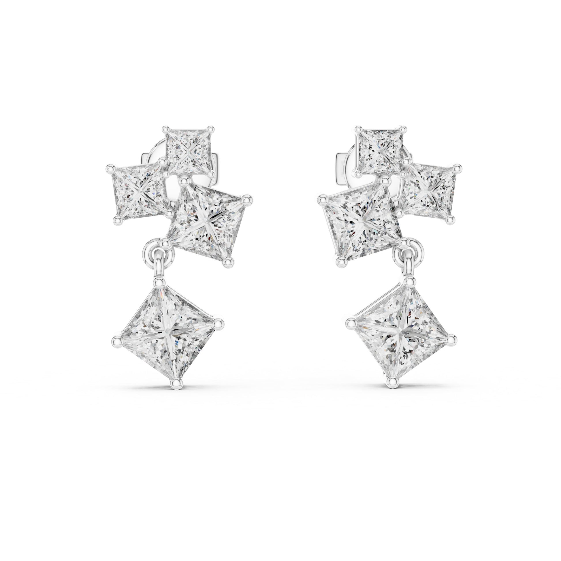 Princess Cluster Lab Grown Diamond Earrings