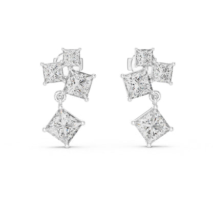 Princess Cluster Lab Grown Diamond Earrings