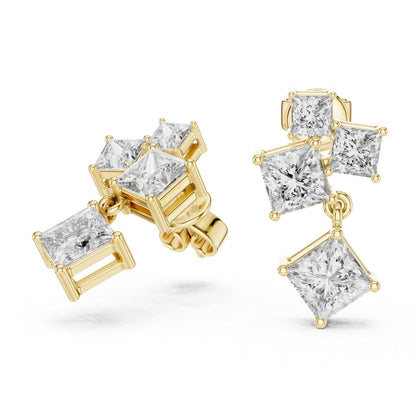 Princess Cluster Lab Grown Diamond Earrings