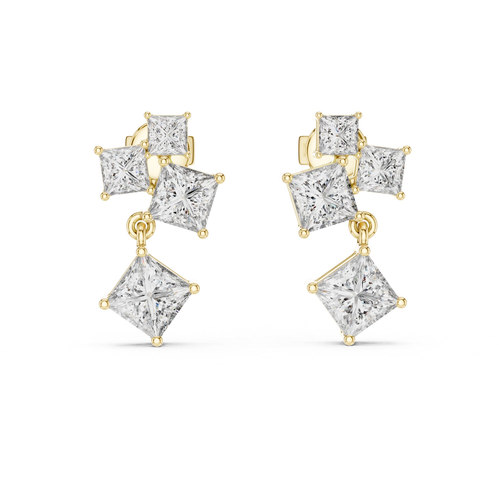 Princess Cluster Lab Grown Diamond Earrings
