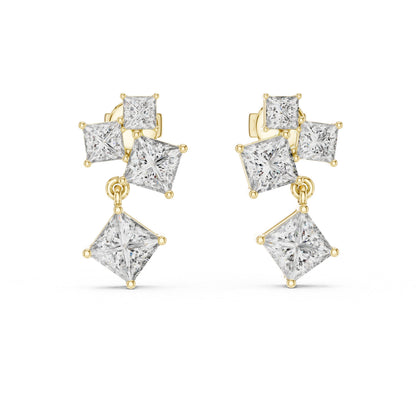 Princess Cluster Lab Grown Diamond Earrings