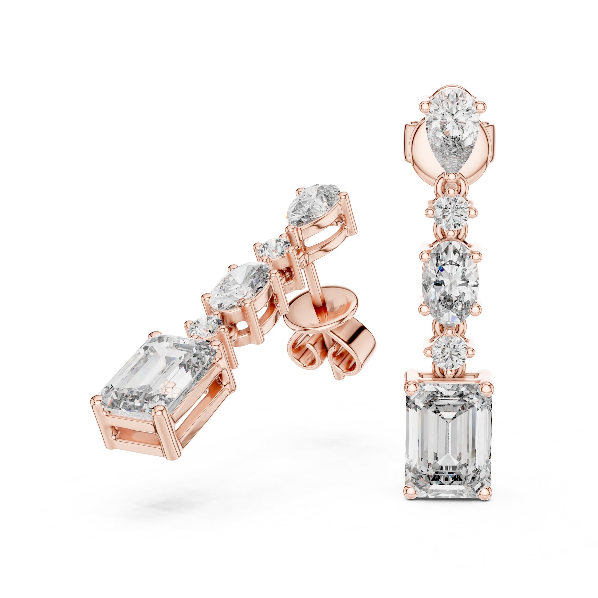 Mixed Shape Lab Grown Diamond Dangle Earrings