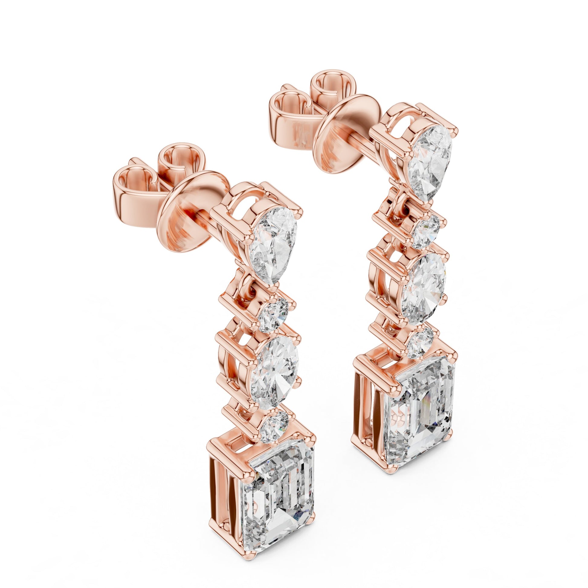 Mixed Shape Lab Grown Diamond Dangle Earrings