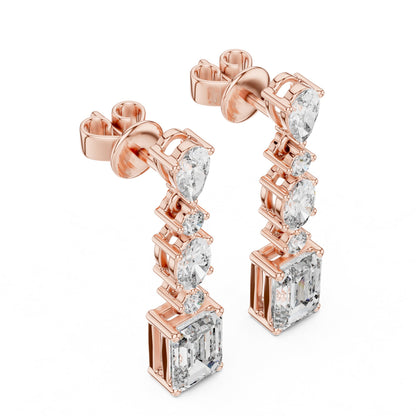 Mixed Shape Lab Grown Diamond Dangle Earrings