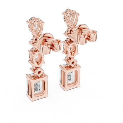 Mixed Shape Lab Grown Diamond Dangle Earrings
