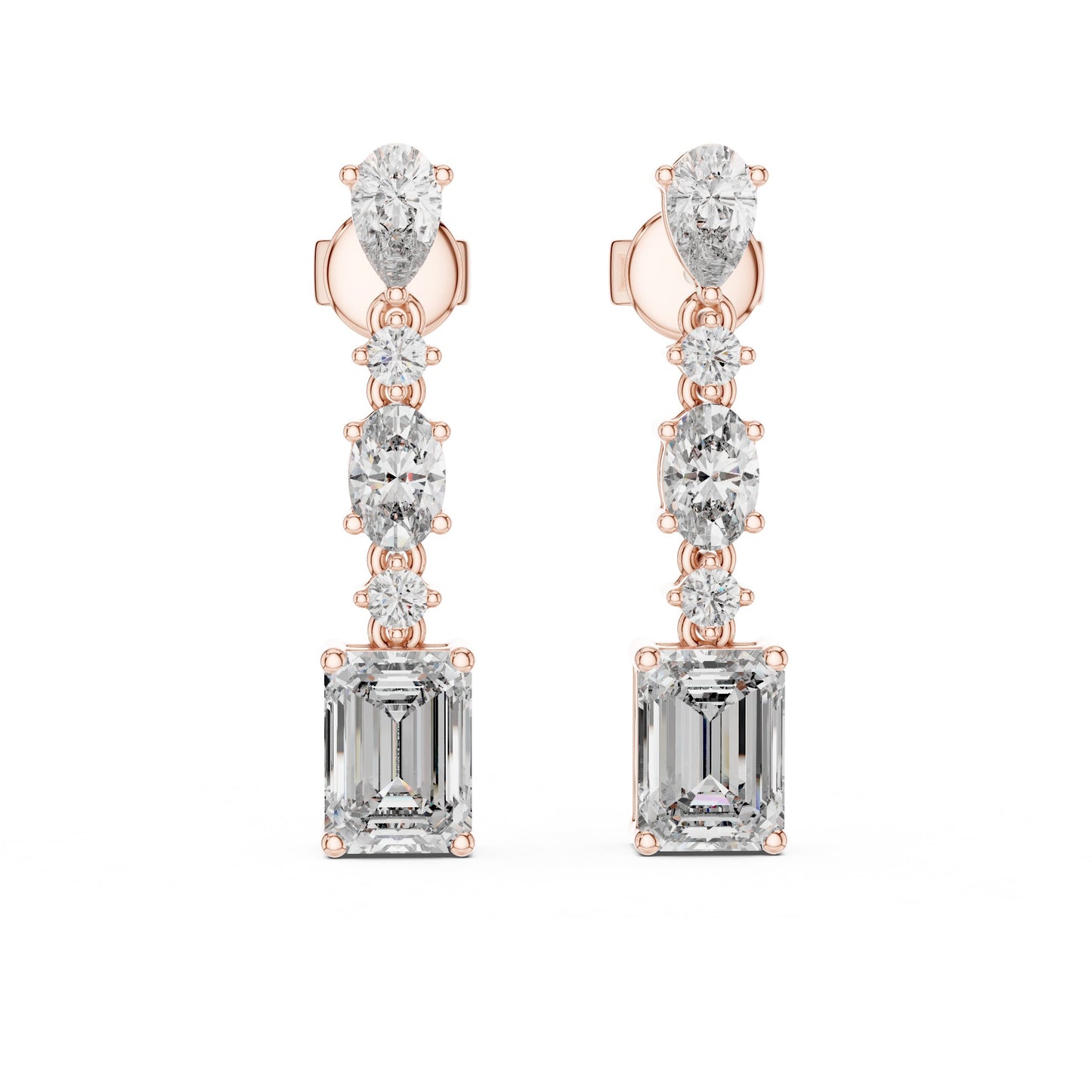 Mixed Shape Lab Grown Diamond Dangle Earrings