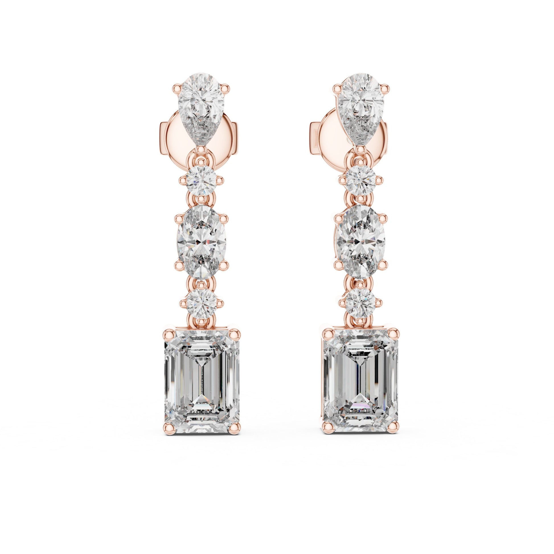 Mixed Shape Lab Grown Diamond Dangle Earrings