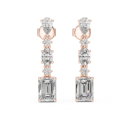 Mixed Shape Lab Grown Diamond Dangle Earrings