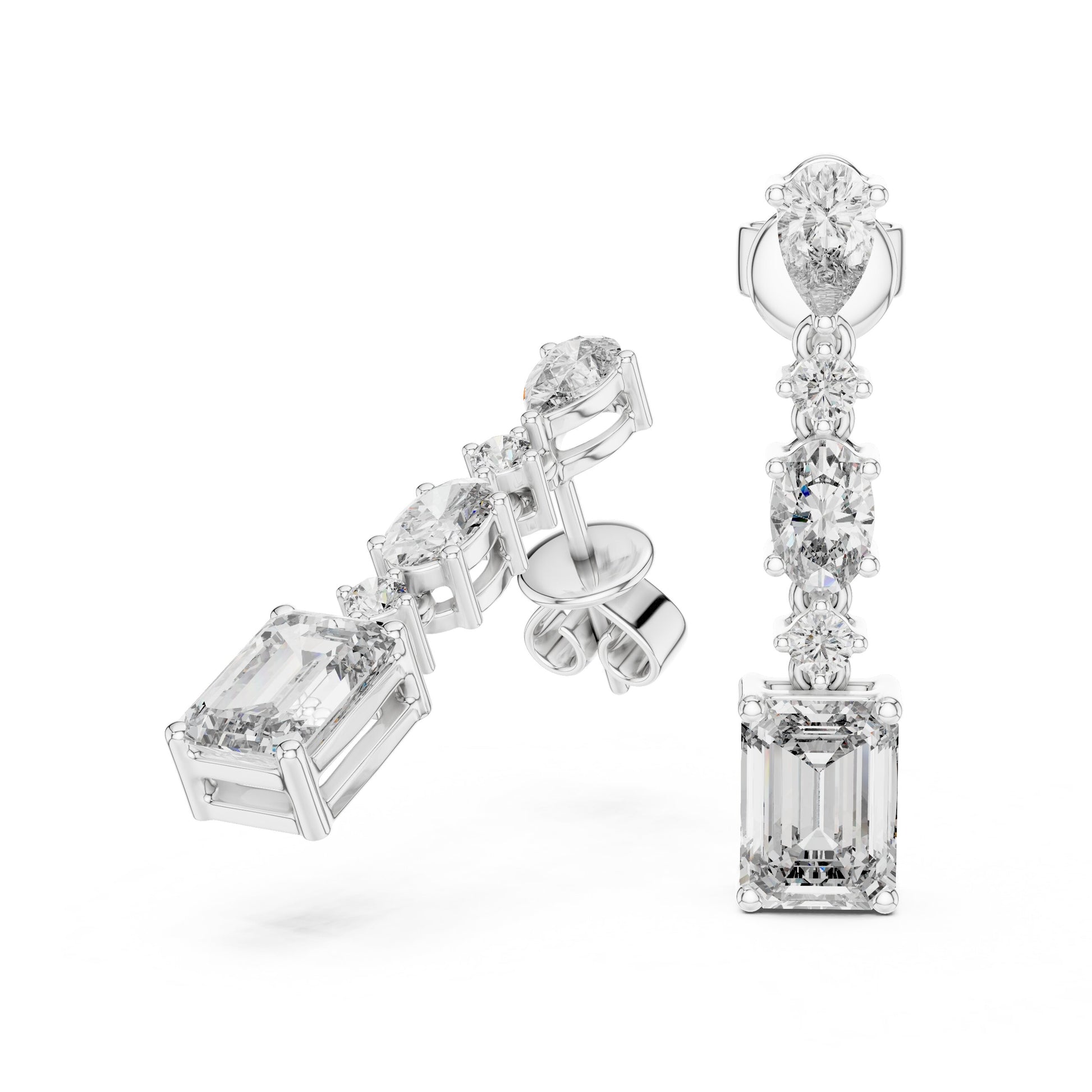 Mixed Shape Lab Grown Diamond Dangle Earrings